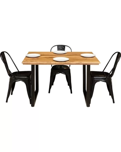 1.2m Small Dining / Café / Bistro / Restaurant Table Handmade (Square Legs) - 4-Seater Stained Rustic - Image 4