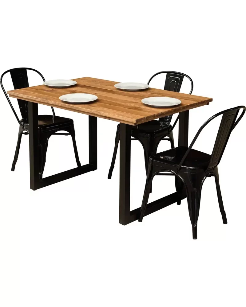 1.2m Small Dining / Café / Bistro / Restaurant Table Handmade (Square Legs) - 4-Seater Stained Rustic - Image 5