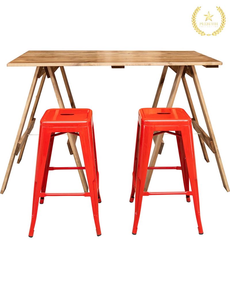 1.5m BAR Rustic Trestle Table: Stained - Image 4