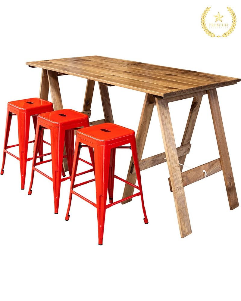 1.8m BAR Rustic Trestle Table: Stained - Image 3
