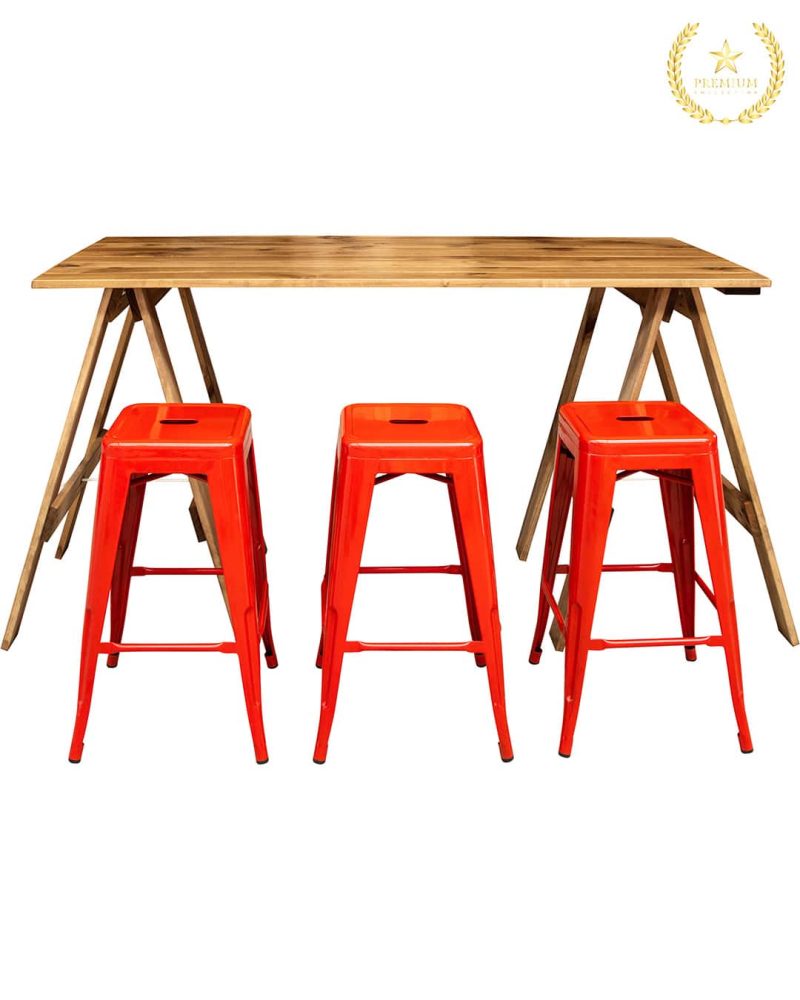 1.8m BAR Rustic Trestle Table: Stained - Image 4
