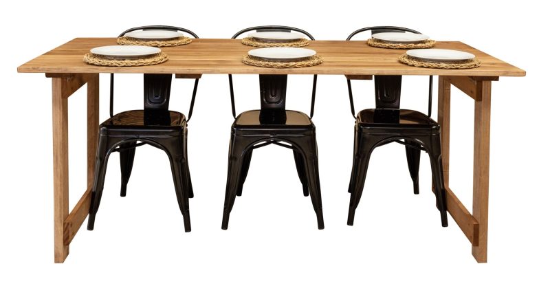 1.8m FOLDING LEG Dining / Trestle Table: 6-Seater Stained - Image 2