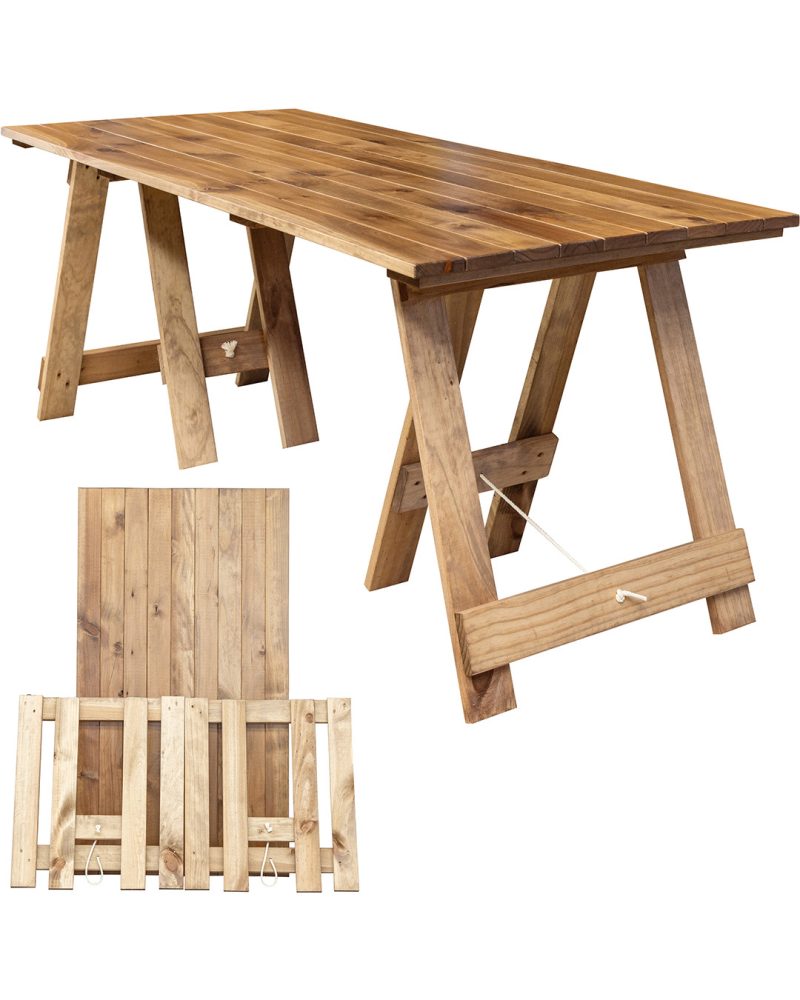 1.8m Trestle Dining Table: 6-Seater Stained
