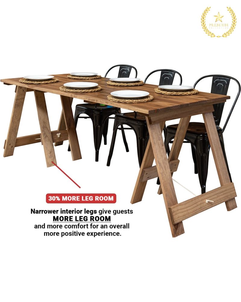 1.8m Trestle Dining Table: 6-Seater Stained - Image 6