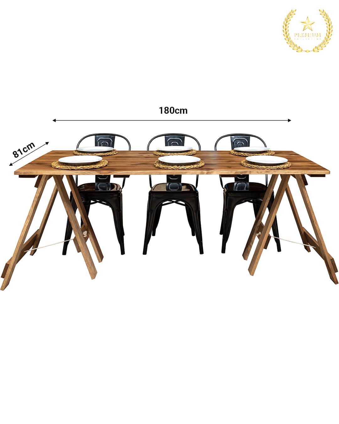 1.8m Trestle Dining Table: 6-Seater Stained - Image 2