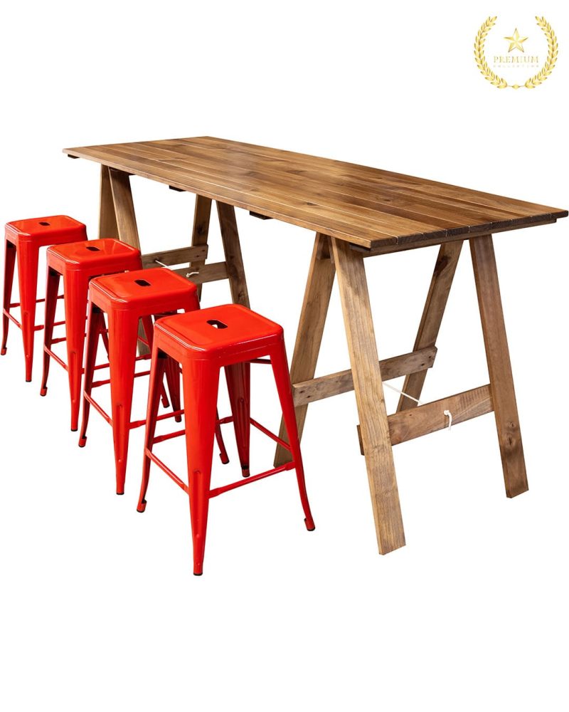 2.4m BAR Rustic Trestle Table: Stained - Image 3